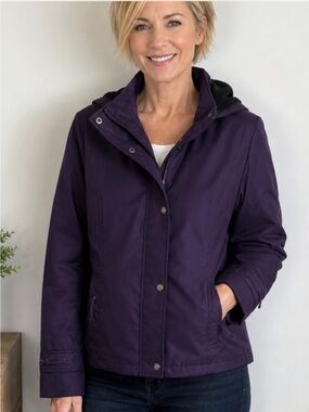 Weatherproof Purple Hooded Quilted Jacket Coat Size Medium